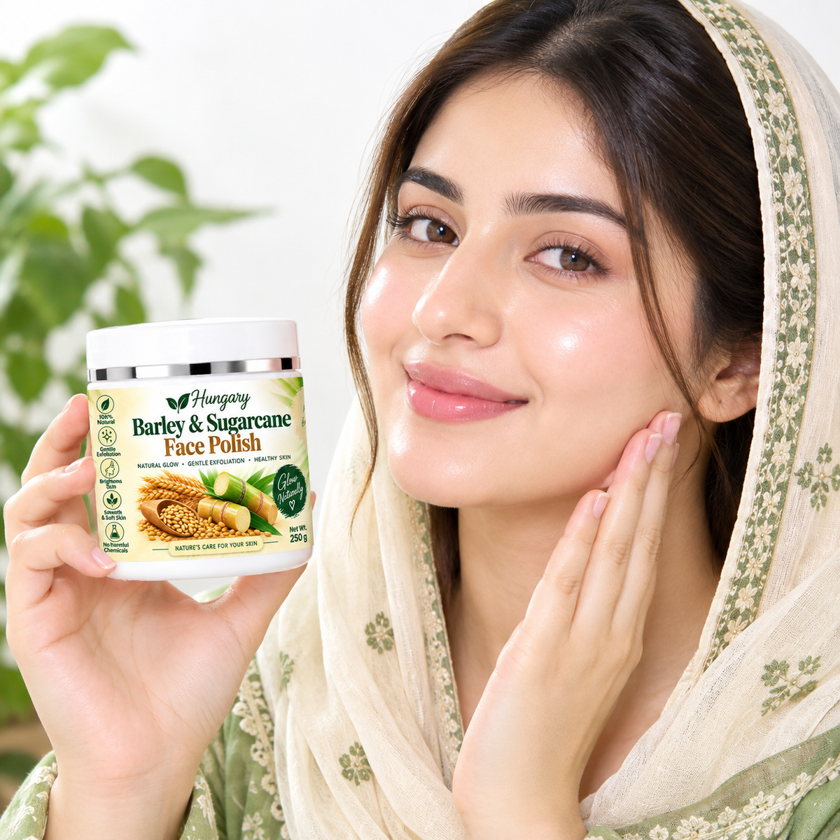 Hungary Barley & Sugarcane Face Polish – 100% Natural Glow & Gentle Exfoliation (250g)
